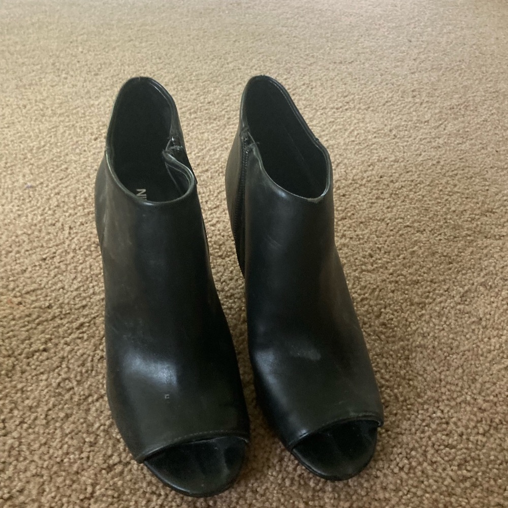 Nine West Black Peep-Toe Ankle Booties